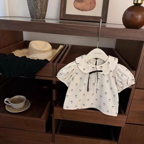 Fancy Set for Girls - Summer New Children's College Style Baby Collar Top and Floral Shorts Two-Piece Set for Baby Girls