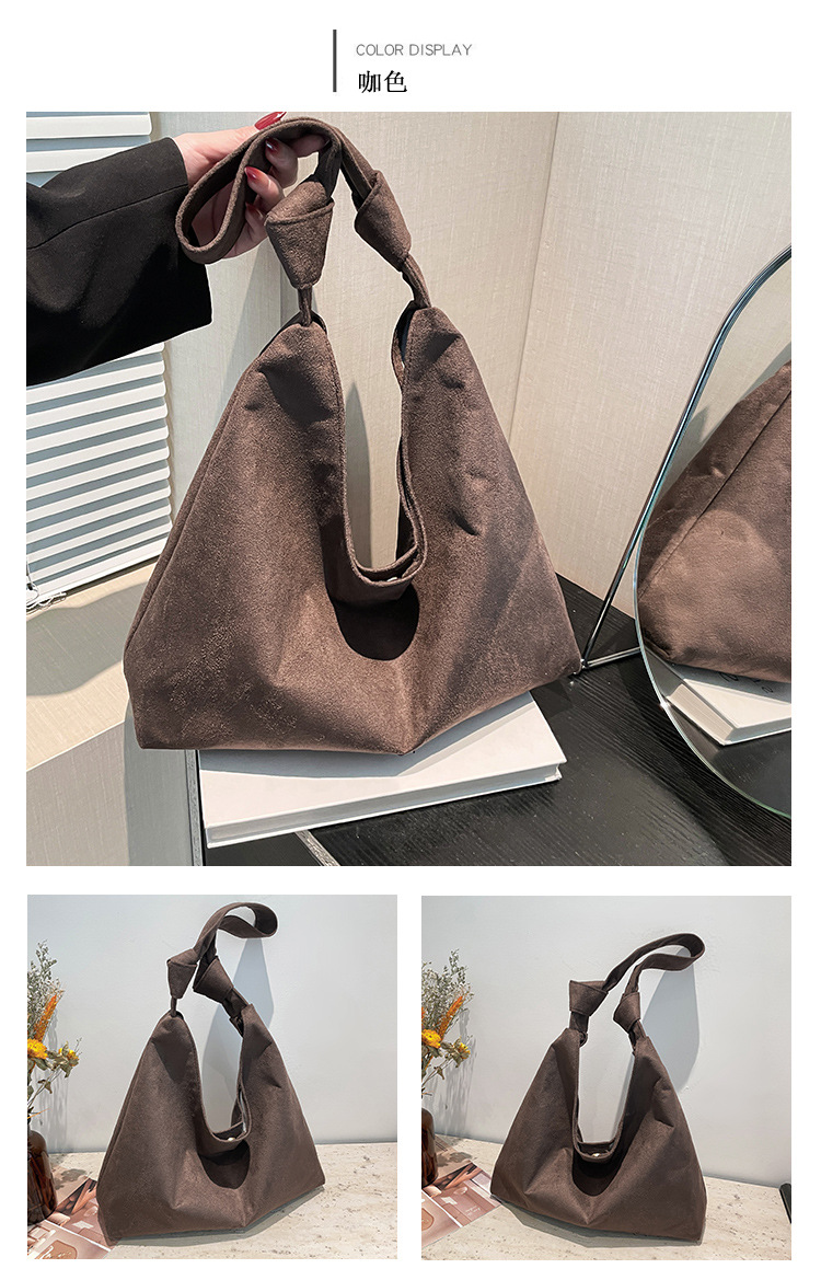 Cross-border suede large bag for women 2024 New style fashionable retro frosted tote bag for autumn and winter work and commuting bucket bag undefined