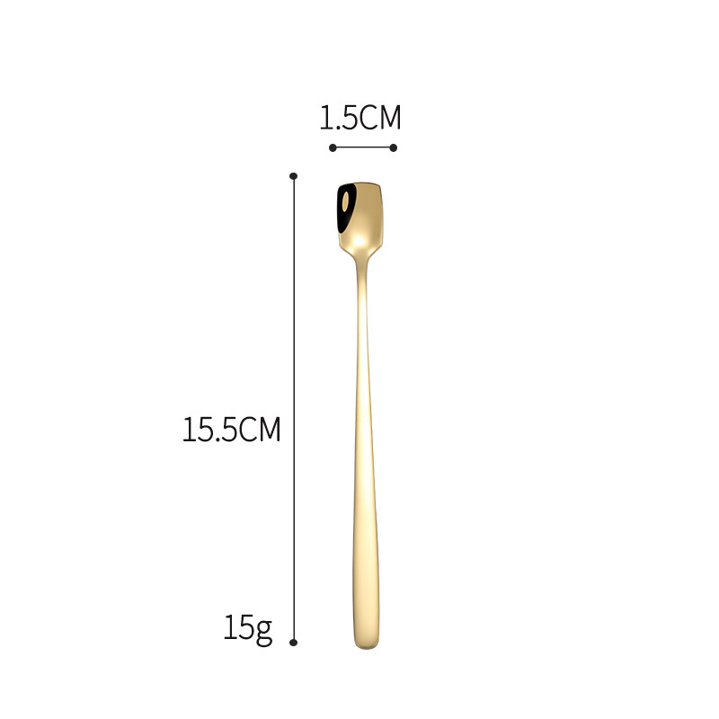 304ステンレス角頭マグカップ攪拌スプーン食器長柄金色スプーンコーヒー蜂蜜粉ミルクスプーン薬スプーン|undefined