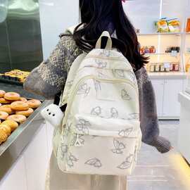 日系ins风蝴蝶双肩包女初中女生学生书包大容量外出旅游轻便背包
