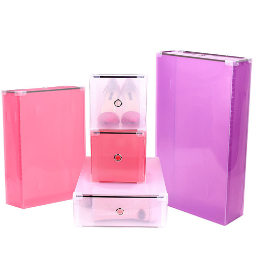 Transparent shoe box desktop storage box combination shoe cabinet drawer type stackable plastic shoe box long boots short boots