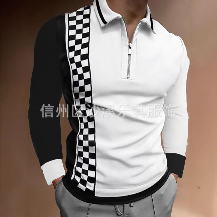 Tendencias de la moda europea y americana primavera y otoño hombres urbanos 3D cremallera de manga larga POLO soporte para pedir logo