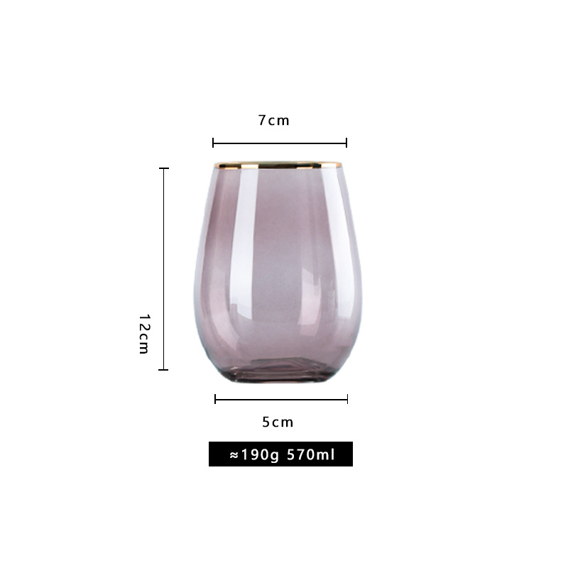 Color de oro borde vino vidrio hogar Luz lujo champán vidrio hecho a mano copa de vidrio de aspecto alto copa de vino