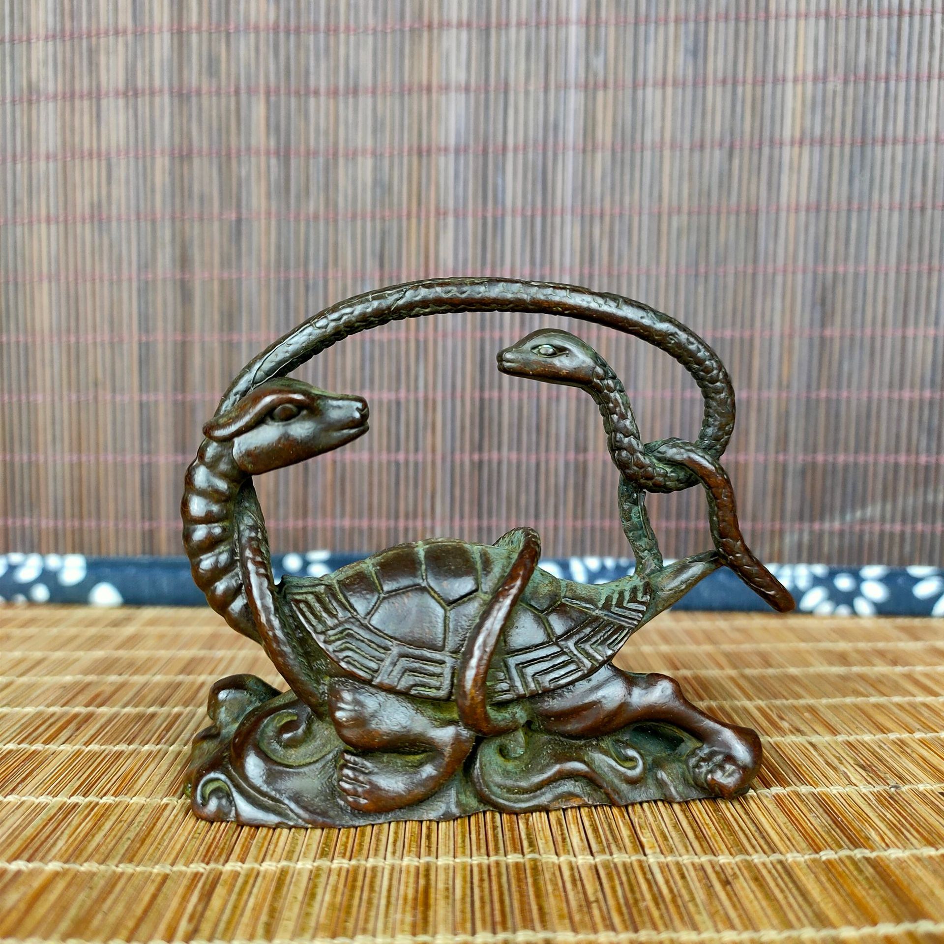 旧模造四大獣置物レトロ青龍白虎朱雀玄武文游书斎デスクトップ展示プレゼント