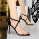 398-9 in Europe and the summer fashion high-heeled shoes high heel with metal beads peep-toe transparent words and women sandals