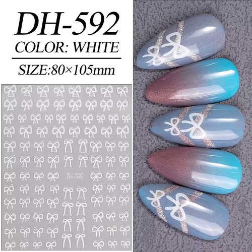 New Style Bow Nail Stickers Ins Internet Popular Japanese Style Hand-painted Black and White Bow Simple Cute 3D Nail Stickers