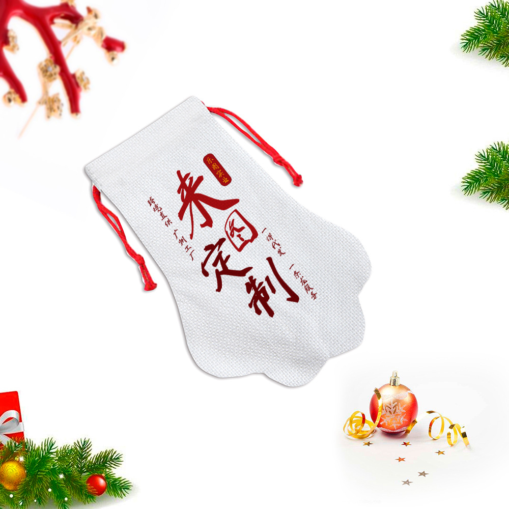 300 gramos de algodón personalizado garra de perro bolsillo de cuerda de dibujo bolsas de caramelo de decoración de Navidad colgante xqds0082a