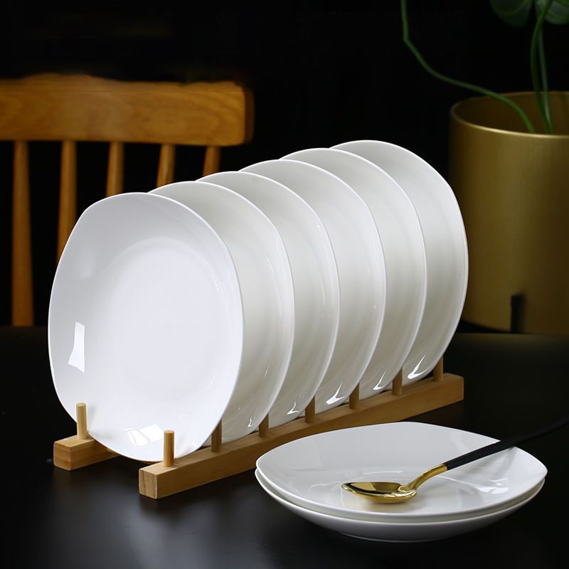 White Bone China Plates, Household Dinnerware, Round Plates, Flat Plates, Square Plates, Trendy Dish Sets, Ceramic Set