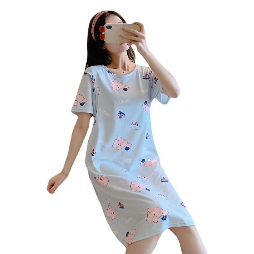 Весенне-летняя одежда для Луны Мультяшное Платье для кормления Одежда для кормления Беременные женщины Пижамы Послеродовой выход Горячая мама Одежда больших размеров