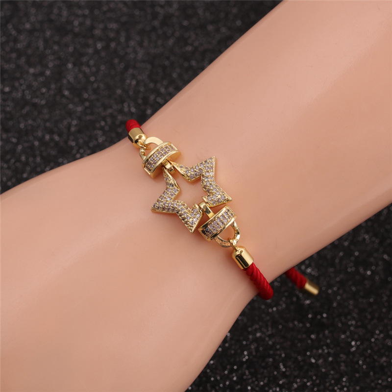 Wholesale Fashion Hollow Star Copper Micro-inlaid Red Zircon Bracelet Nihaojewelry display picture 8
