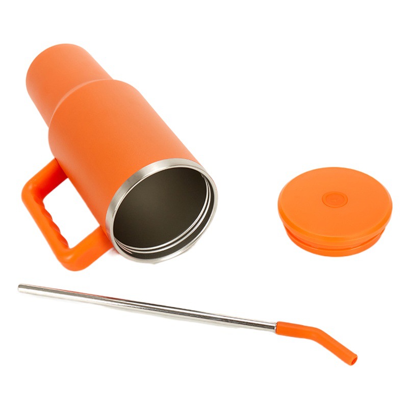 Taza de vacío de acero inoxidable 304 transfronterizo 40Oz con mango Taza de helado de paja Taza de coche de gran capacidad al aire libre
