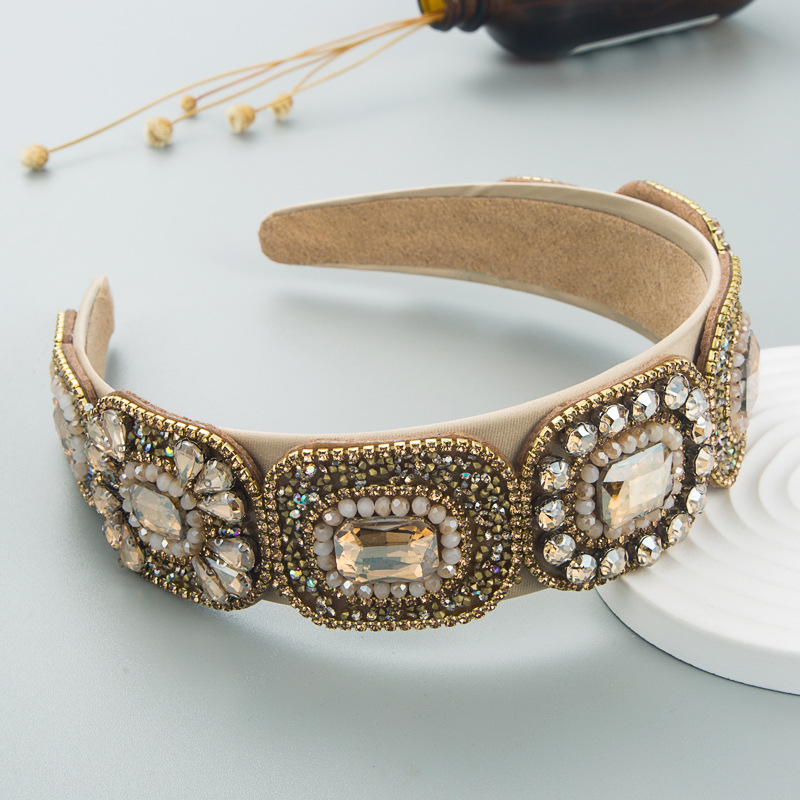 Fashion Vintage Contrast Color New Bright Crystal Baroque Hairband Wholesale display picture 3