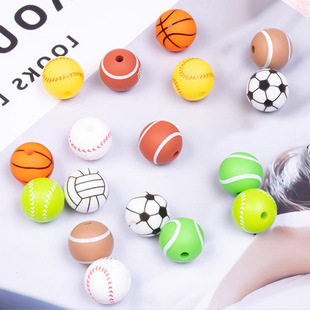 Silicone Beads Loose Beads Baby Teether Round Beads Food Grade Cross-Border 15mm Silicone Balls Silicone Beads Batch