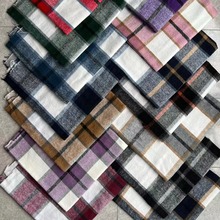 秋冬磨毛金典大格子毛呢面料大衣呢子料法兰绒拉毛色织格子布料