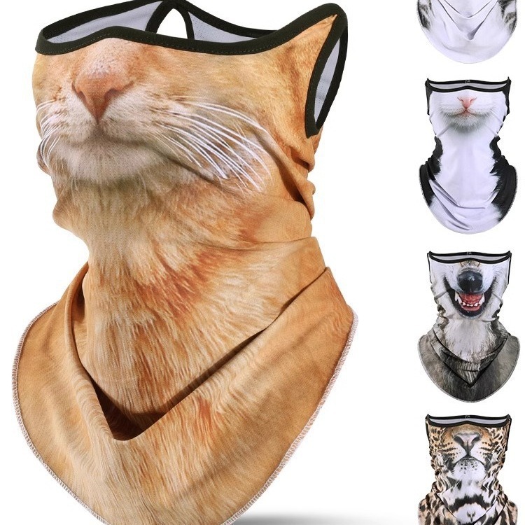 2024 summer new cover face and neck protection sunscreen mask 3d summer animal cat ears sunscreen
