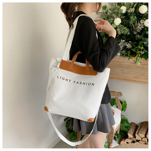 Portable Large Capacity Canvas Bag 2025 New Ins Korean Style Retro Single Shoulder Crossbody Tote Bag Travel Bag Cross-border