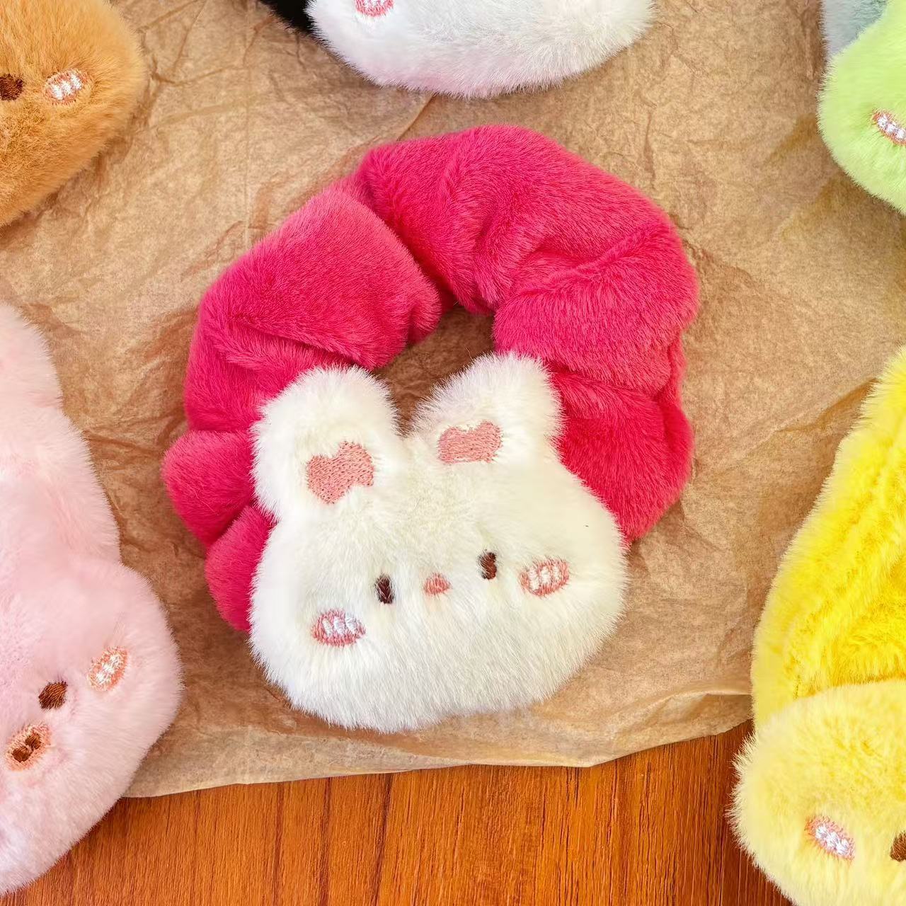 핑크 토끼 플러시 내장 링