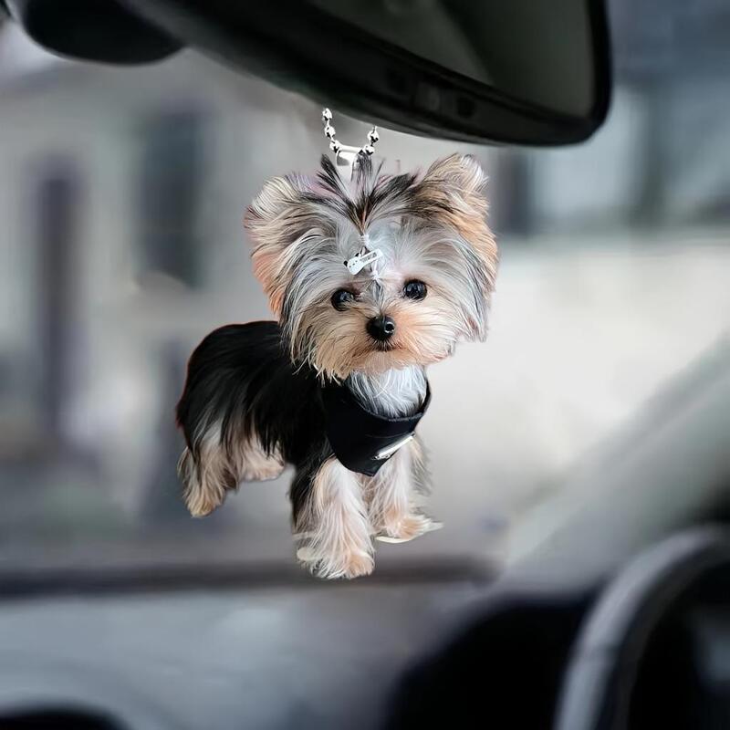 クロスボーダー新しいかわいい子犬車のバックミラーペンダントフラットファッションインターネット有名人アクリルクリスマスペンダント|undefined