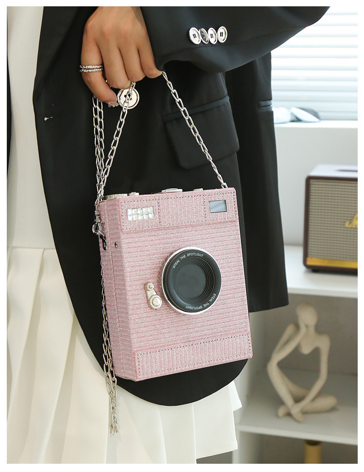 Women's Small Pu Leather Camera Streetwear Lock Clasp Shoulder Bag display picture 6