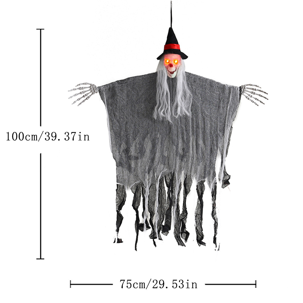 Nuevos productos transfronterizos Halloween activados por voz, esqueleto luminoso, fantasmas colgantes, accesorios de decoración, casa embrujada, habitación secreta, fiesta, complicado