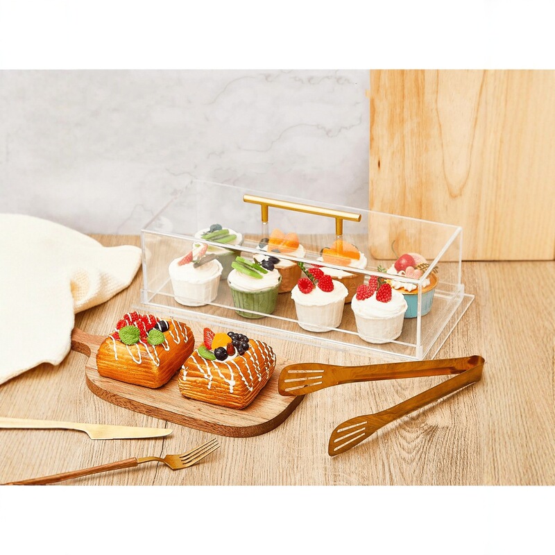 アクリル収納ボックス食品パン菓子展示ボックス透明長方形サービストレイ蓋付きパーティーテーブル|undefined