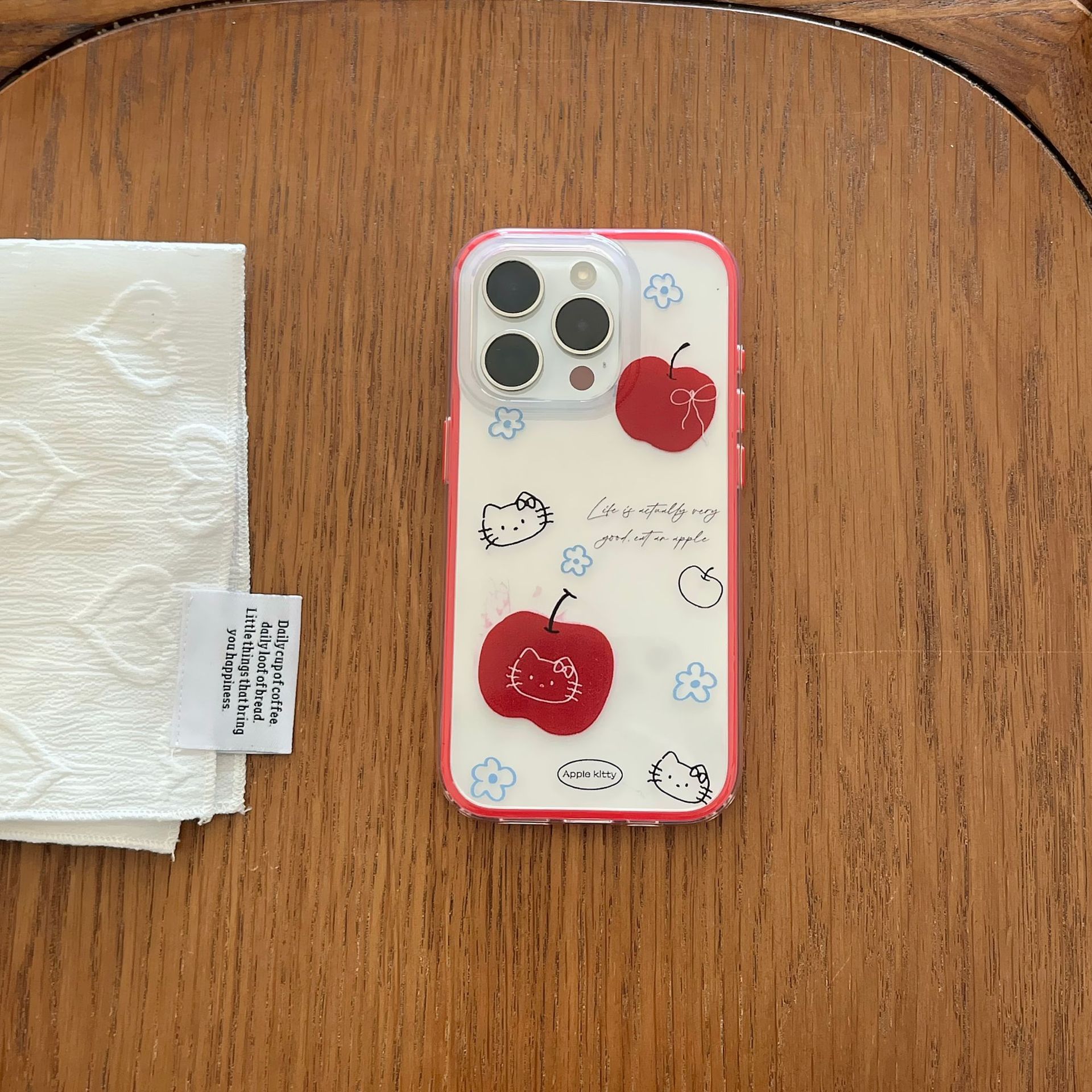 Rayas de dibujos animados coreanos Apple KT cat para Apple 16ProMax funda para teléfono móvil 15/14 dos en uno 15Pro mujer