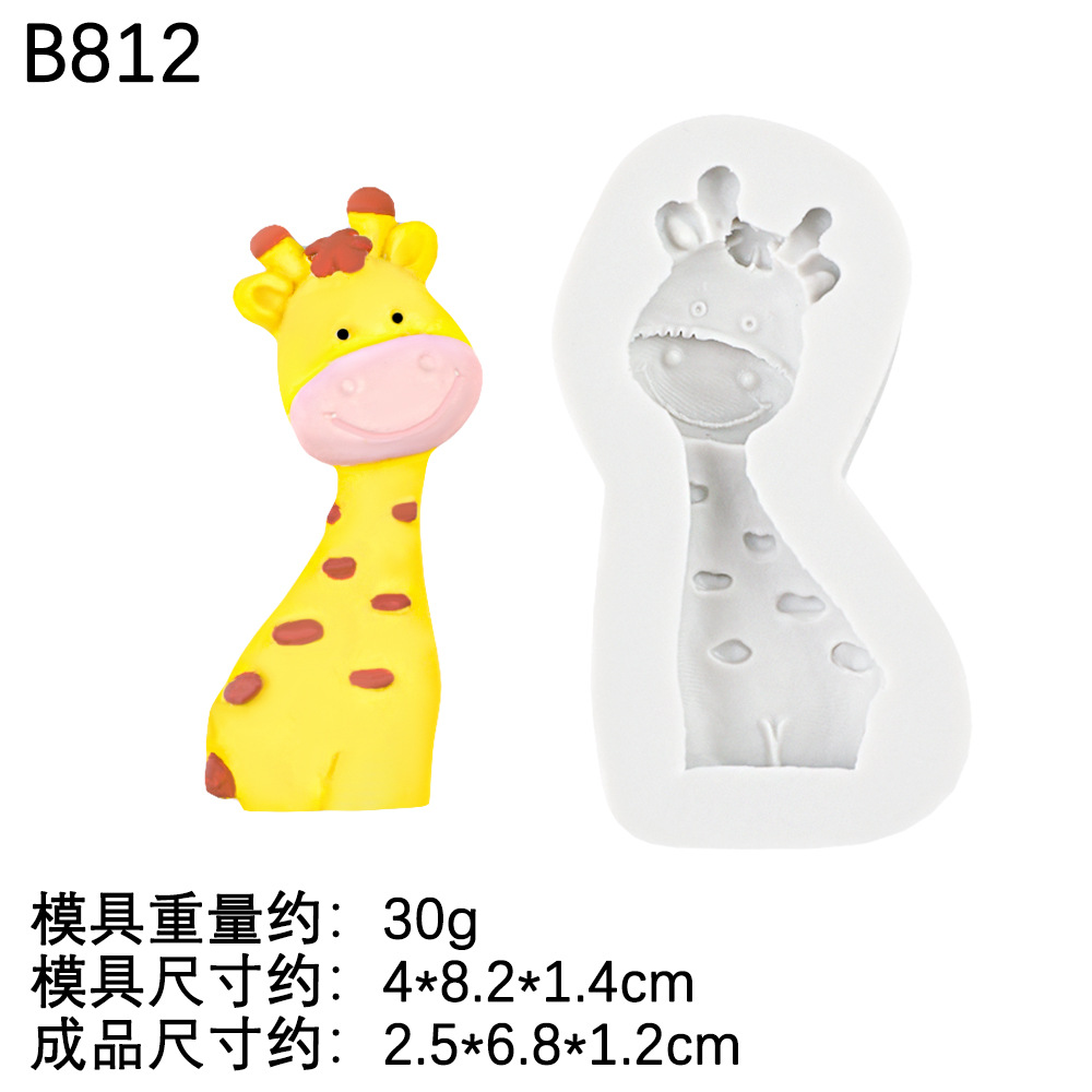 Cute Animal Theme Jirafa Fox Molde de silicona Diy Lion Chocolate Cake Adornos Molde de silicona