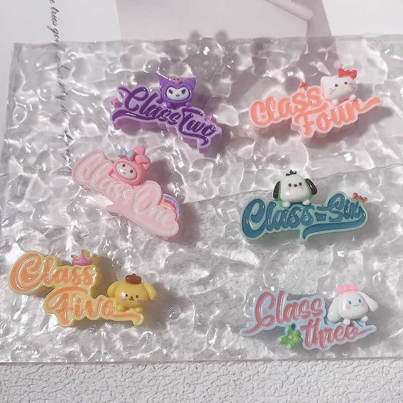 Caricatura Inglés Animal Diy Accesorios de resina Crema Adjustación de cabello Teléfono móvil agujero agujero botón de zapatos parche hecho a mano