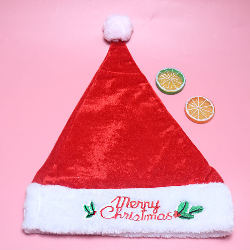 Creative plush thickened embroidered Christmas hat wholesale adult Santa Claus hat elk Christmas dress up gift Creative plush thickened embroidered Christmas hat wholesale adult Santa Claus hat elk Christmas dress up gift