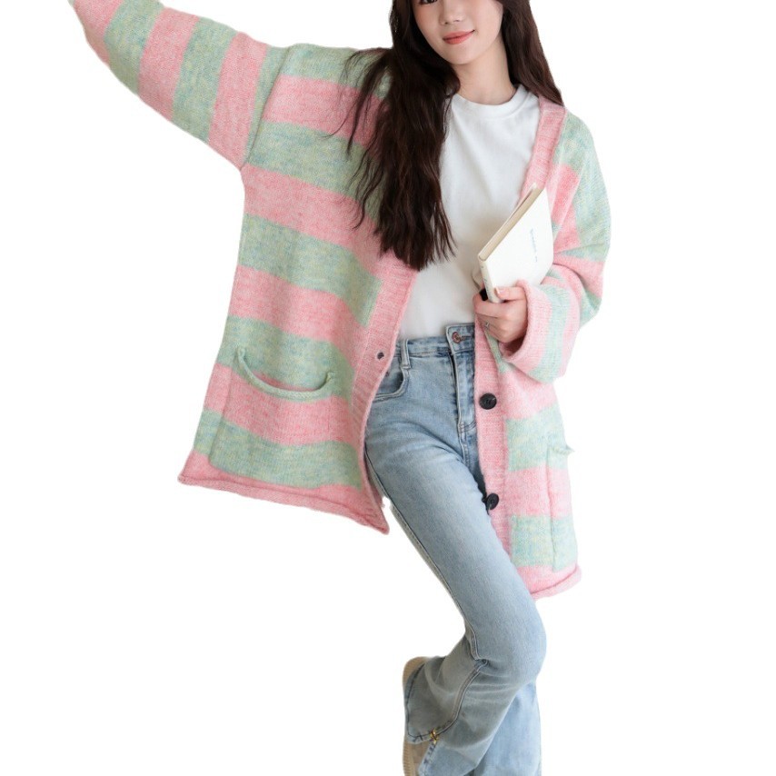 24 invierno Puyuan hermoso pequeño conjunto de principios de otoño 2024 nuevo suéter de viento perezoso camisa y media