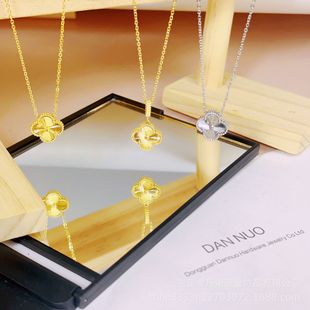 High version exquisite lucky clover necklace double-sided gold plated 18K clavicle chain 2024 hot fashion jewelry female I