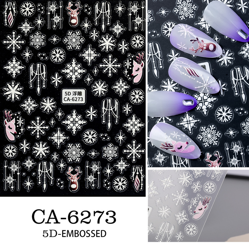 2025 New Snowflake Nail Art Sticker White Christmas Snowflake Jewelry Nail Art Cartoon Personality Decal Nail Sticker