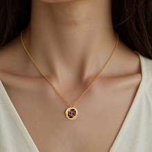 跨境便携式几何型添香水吊坠钛钢镂空旋盖随身香薰扣项链锁骨链