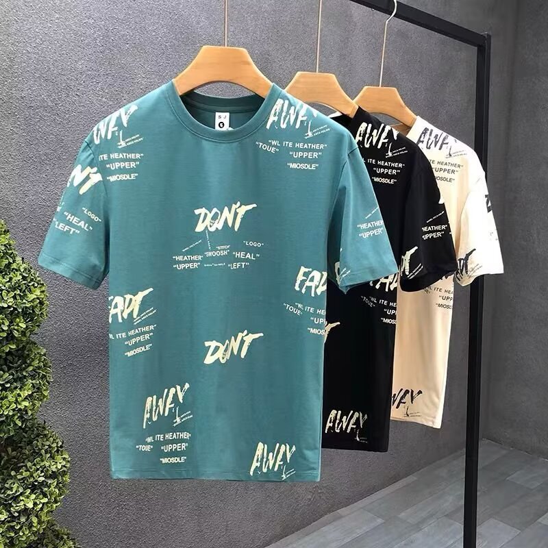 Summer Men's Printed Short-sleeved T-shirt Men's Student's Korean-style Fashionable Loose Simple Round Neck Half-sleeved Top Clothes Men's Clothing Summer Men's Printed Short-sleeved T-shirt Men's Student's Korean-style Fashionable Loose Simple Round Neck Half-sleeved Top Clothes Men's Clothing