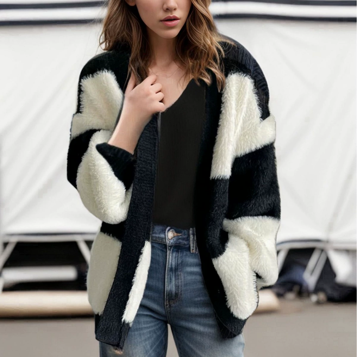 Бархатный свитер, вязаная кофта Cardigan, европейский стиль, (международная торговля), •