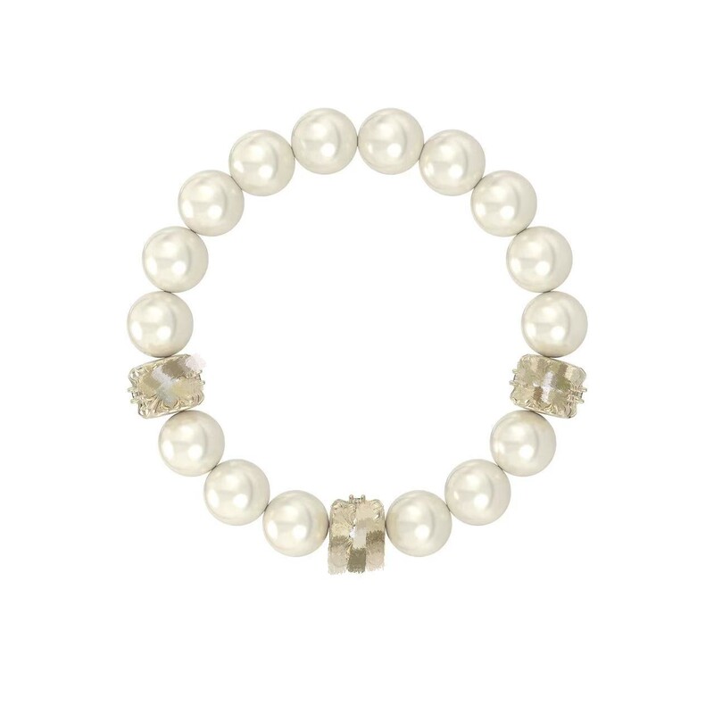 Three-Fold Jewelry with the Same Design as the Iris Flower Pearl Elastic Bracelet for Women, French Retro Maillard Jewelry with a High-End Feel