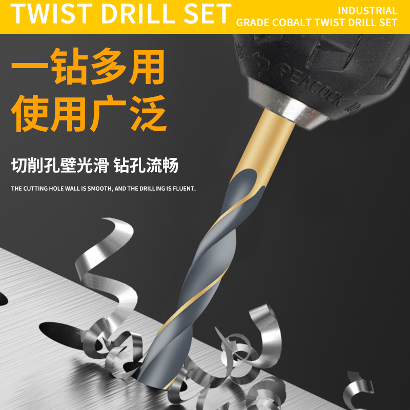 Broca helicoidal de acero de tungsteno genuino para perforación, vástago recto, adecuada para metal, contiene cobalto, alta dureza, para carpintería y acero inoxidable.