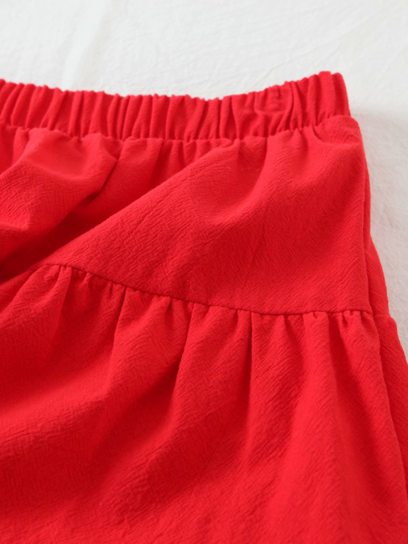 solid color elastic high-waist splicing ruffled skirt  NSAM55375