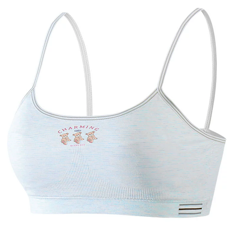 Fa Summer Wireless Bra for Girls, Soft Support Straps, 4 Color Options: Light Blue, Gray, Powder, White