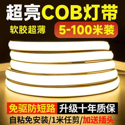 led Light belt 220v a living room household suspended ceiling autohesion cob Light belt outdoors Super bright Stall up Atmosphere Waterproof lights