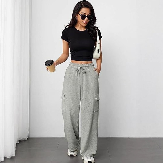Women's Wide-Leg Sweatpants, Cargo Pants, High-Waisted Sweatpants, Loose-Fitting Jogger Casual Pants with Pockets Women's Wide-Leg Sweatpants, Cargo Pants, High-Waisted Sweatpants, Loose-Fitting Jogger Casual Pants with Pockets