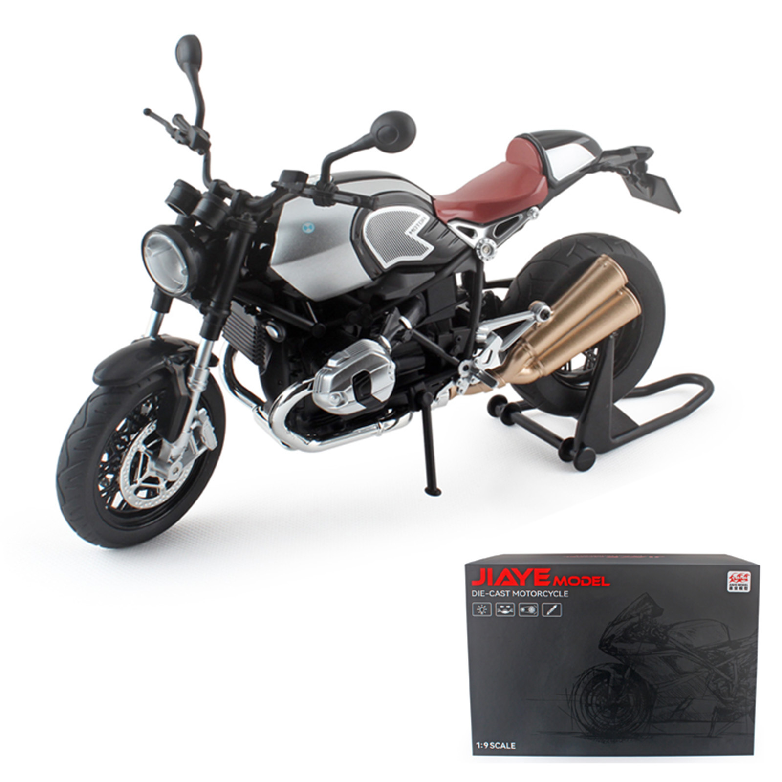 Modelo de simulación de motocicleta Bao Latte a escala grande 1:9, de aleación, con amortiguador y dirección, iluminación, caja sorpresa de regalo, dropshipping.