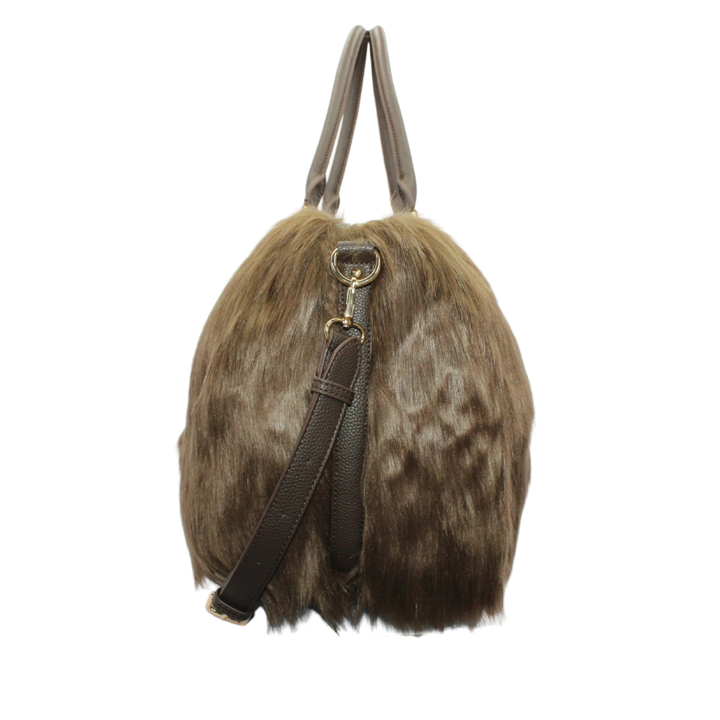 Cross-Border Hot Sale Large Capacity Travel Bag For Women, Light Luxury Retro Faux Fur Handbag, Distressed Rivet Boston Bag - Thumbnail 4