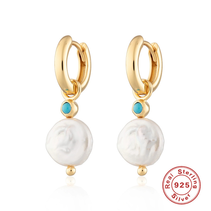 1 Pair Elegant Geometric Sterling Silver Plating Pearl Drop Earrings display picture 5