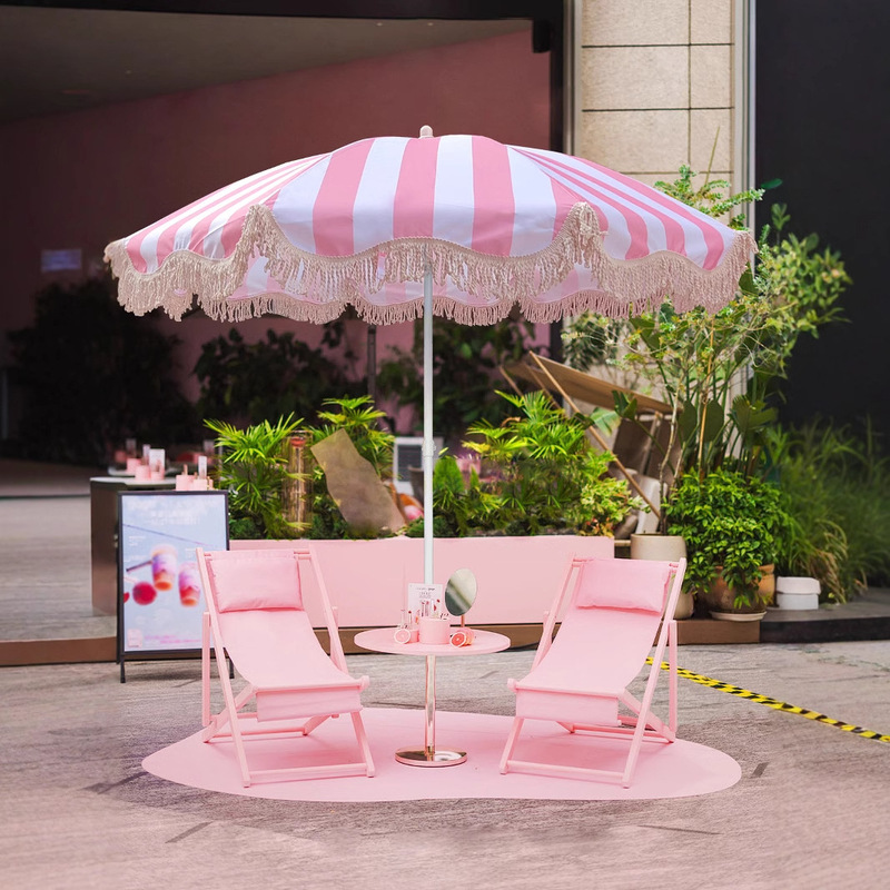 Pure White Oxford Cloth Beach Umbrella Fiber Bone Sun Umbrella Milk White Rack Outdoor in stock Wind and Rain Shelter Advertising Rainproof