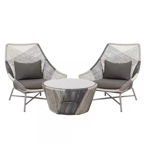 Outdoor rattan chair set of three, home-use rattan courtyard sofa, simple and casual outdoor coffee table set, balcony small table and chair