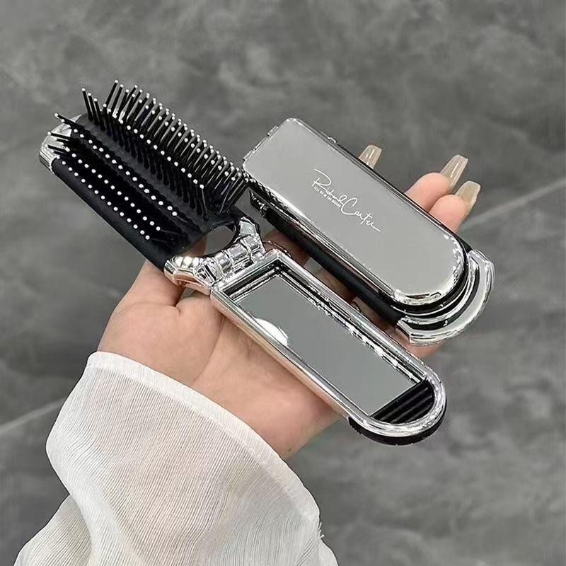 折り畳み可能な櫛携帯型女性旅行携帯児童少女静電気防止テープ鏡一体エアバッグエアマット櫛|undefined