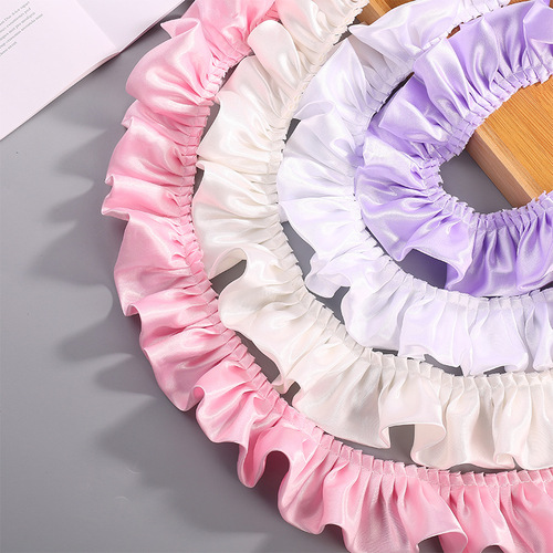 Discounted Colorful Double Layer Satin Pleated Lace Handmade DIY Home Textile Skirt Hair Tie Accessories Wholesale