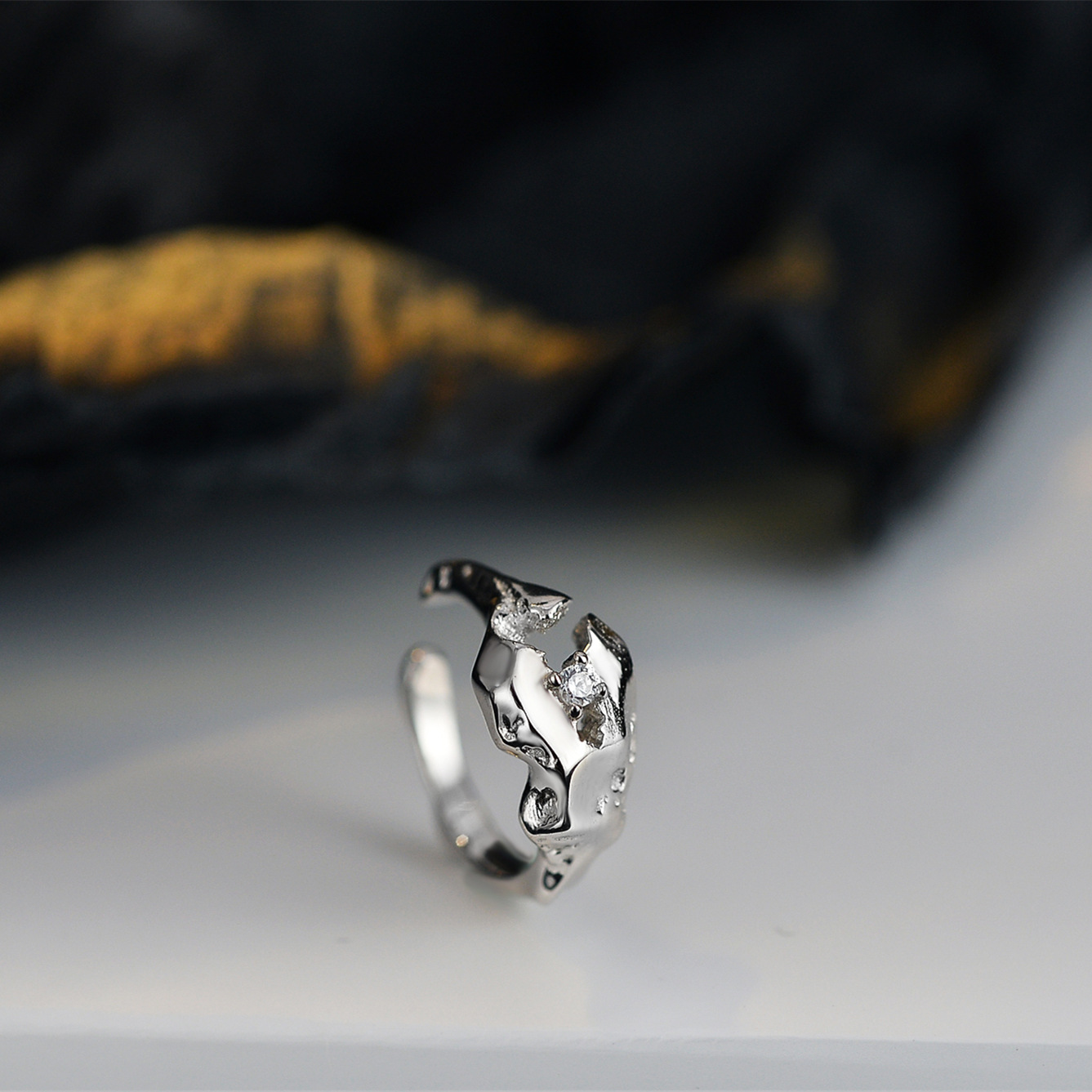 5g Weight Zircon Inlay Material 1 Piece 925 Sterling Silver Zircon Irregular Ear Cuffs
