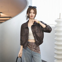 品牌小个子气质皮衣女款秋季新款酷飒风美式机车服独特真皮短外套